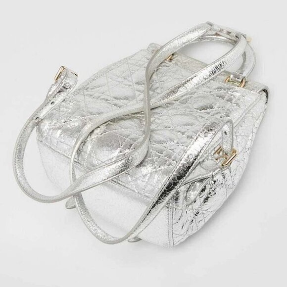 Christian Dior Silver Cannage Quilted Leather Stardust Small Backpack Bag - Picture 2 of 12